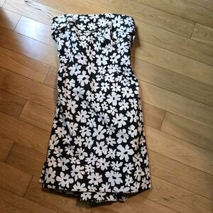 Vintage Victor Costa Floral Dress Bodice Strapless Size 2 Black And‎ White